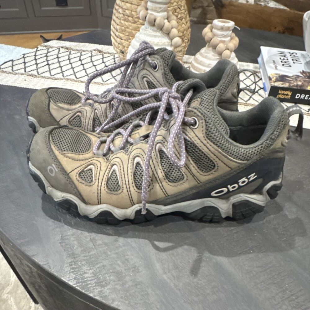 Oboz Men's Gray Black Hiking Shoes Trail Outdoor Lace-Up Comfortable Size 10.5